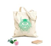 AILOONG Bolsas de lona con impresión digital Tela de 340g/m² de grosor Máscara de diablo japonesa con cabello largo, calavera dibujada a mano, estilo sombreado. Se usa como neceser