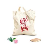 AILOONG Bolsas de lona con impresión digital Tela de 340g/m² de grosor Motivación expresiva e inspiración diseño de caligrafía de pincel moderno chica hazlo Se usa como neceser