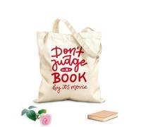AILOONG Bolsas de lona con impresión digital Tela de 340g/m² de grosor No juzgues un libro por la película: citas inspiradoras y motivadoras Se usa como neceser