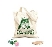 AILOONG Bolsas de lona con impresión digital Tela de 340g/m² de grosor No molestar libro trovertido gato lector tipografía divertido diseño de gato estudioso Se usa como neceser