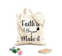 AILOONG Bolsas de lona con impresión digital Ten fe hasta que lo hagas cristiano Tela de 12 oz de grosor Se usa como neceser 31x36cm Mediano