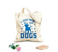 AILOONG Bolsas de lona con impresión digital Tipografía de perro, impresión para amantes de los perros, solo quiero todos los perros. Tela de 340g/m² de grosor Se usa como neceser