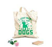 AILOONG Bolsas de lona con impresión digital Tipografía de perro, impresión para amantes de los perros, solo quiero todos los perros. Tela de 340g/m² de grosor Se usa como neceser