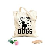 AILOONG Bolsas de lona con impresión digital Tipografía de perro, impresión para amantes de los perros, solo quiero todos los perros. Tela de 12 oz de grosor Se usa como neceser 35x40cm Grande