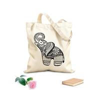 AILOONG Bolsas de mano de poliéster y algodón Adorno de elefante pequeño con patrones de animales y flores Tela de 12 oz de grosor Se usa como neceser 31x36cm Mediano