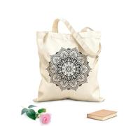 AILOONG Bolsas de mano de poliéster y algodón Adorno floral de mandala circular de yoga y meditación Tela de 12 oz de grosor Se usa como neceser 25x30cm Pequeño