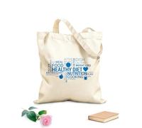 AILOONG Bolsas de mano de poliéster y algodón Dieta saludable, nutrición, palabras clave, pérdida de peso, salud, estilo de vida Tela de 340g/m² de grosor Se usa como neceser