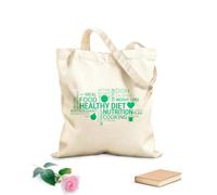 AILOONG Bolsas de mano de poliéster y algodón Dieta saludable, nutrición, palabras clave, pérdida de peso, salud, estilo de vida Tela de 340g/m² de grosor Se usa como neceser