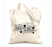 AILOONG Bolsas de mano de poliéster y algodón Dieta saludable, nutrición, palabras clave, pérdida de peso, salud, estilo de vida Tela de 12 oz de grosor Se usa como neceser 35x40cm Grande