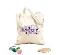 AILOONG Bolsas de mano de poliéster y algodón Dieta saludable, nutrición, palabras clave, pérdida de peso, salud, estilo de vida Tela de 340g/m² de grosor Se usa como neceser