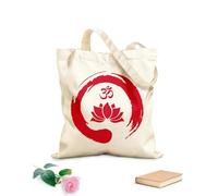 AILOONG Bolsas de mano de poliéster y algodón Flor de loto dentro del símbolo zen Om Budismo Tela de 340g/m² de grosor Se usa como neceser