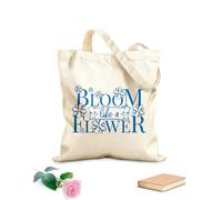 AILOONG Bolsas de mano de poliéster y algodón Frase Florecer como una flor Palabras florales Tela de 340g/m² de grosor Se usa como neceser