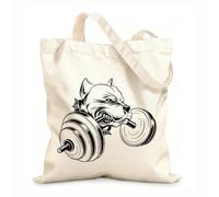 AILOONG Bolsas de mano de poliéster y algodón Logotipo del club deportivo de gimnasia con barra de mascotas Angry Dog Tela de 12 oz de grosor Se usa como neceser 25x30cm Pequeño