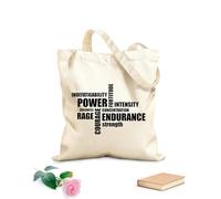 AILOONG Bolsas de mano de poliéster y algodón Palabras de motivación deportiva: poder, resistencia, ira y fuerza. Tela de 12 oz de grosor Se usa como neceser 31x36cm Mediano