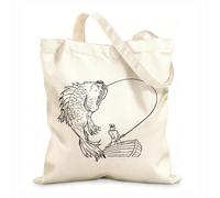 AILOONG Bolsas de mano de poliéster y algodón Pesca captura peces enormes Pescador Barco Mar Océano Río Tela de 12 oz de grosor Se usa como neceser 35x40cm Grande