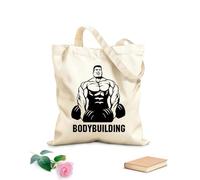 AILOONG Bolsas de mano de poliéster y algodón Tela de 12 oz de grosor Gimnasia Bic musculosa, culturismo, culturista con barra Se usa como neceser 35x40cm Grande