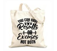 AILOONG Bolsas de mano de poliéster y algodón Tela de 12 oz de grosor Puedes tener resultados o excusas, no ambos. Palabras de motivación para gimnasia. Se usa como neceser 31x36cm Mediano