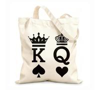 AILOONG Bolsas de mano de poliéster y algodón Tela de 12 oz de grosor Sala de póquer con cartas de juego King and Queen Crown Se usa como neceser 31x36cm Mediano