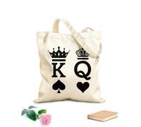 AILOONG Bolsas de mano de poliéster y algodón Tela de 12 oz de grosor Sala de póquer con cartas de juego King and Queen Crown Se usa como neceser 25x30cm Pequeño