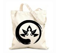 AILOONG Bolsas de mano de poliéster y algodón Tela de 12 oz de grosor Símbolo del Círculo Enso, Meditación de Yoga, Flor de Loto Se usa como neceser 35x40cm Grande