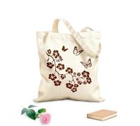 AILOONG Bolsas de mano de poliéster y algodón Tela de 340g/m² de grosor Flor Mariposa Floral Romántico Rama Árbol Se usa como neceser