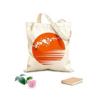 AILOONG Bolsas de mano de poliéster y algodón Tela de 340g/m² de grosor Hermosa rama de flor de Sakura al atardecer, estilo asiático Se usa como neceser