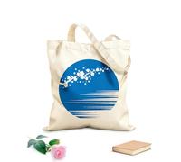 AILOONG Bolsas de mano de poliéster y algodón Tela de 340g/m² de grosor Hermosa rama de flor de Sakura al atardecer, estilo asiático Se usa como neceser