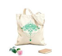 AILOONG Bolsas de mano de poliéster y algodón Tela de 340g/m² de grosor Meditación Zen Relajante con Flor Om y Yoga del Loto Se usa como neceser