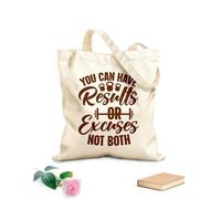 AILOONG Bolsas de mano de poliéster y algodón Tela de 340g/m² de grosor Puedes tener resultados o excusas, no ambos. Palabras de motivación para gimnasia. Se usa como neceser