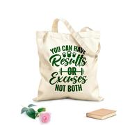 AILOONG Bolsas de mano de poliéster y algodón Tela de 340g/m² de grosor Puedes tener resultados o excusas, no ambos. Palabras de motivación para gimnasia. Se usa como neceser