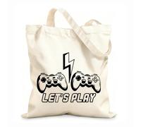 AILOONG Bolsas de mano de poliéster y algodón Vamos a jugar al juego de computadora Joystick Playroom Tela de 12 oz de grosor Se usa como neceser 31x36cm Mediano