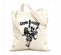 AILOONG Bolsas de mano de poliéster y algodón Videojuegos juego Game Over Joystick Tela de 12 oz de grosor Se usa como neceser 35x40cm Grande