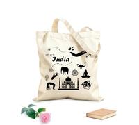 AILOONG Bolsas de tela con impresión de alta definición Agencia de viajes India Taj Mahal Journey Tela de 12 oz de grosor Reutilizable 35x40cm Grande