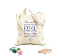 AILOONG Bolsas de tela con impresión de alta definición Ángel de Dios, mi querido guardián a quien el AMOR de Dios. Amén. Tela de 340g/m² de grosor Sustituye a la mochila escolar