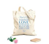 AILOONG Bolsas de tela con impresión de alta definición Ángel de Dios, mi querido guardián a quien el AMOR de Dios. Amén. Tela de 340g/m² de grosor Sustituye a la mochila escolar