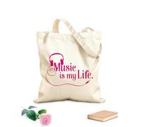 AILOONG Bolsas de tela con impresión de alta definición Auriculares de música La música es mi vida Rock Pop Amantes de la música Concierto Tela de 340g/m² de grosor Reutilizable