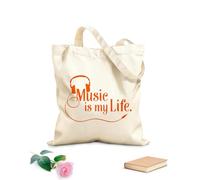 AILOONG Bolsas de tela con impresión de alta definición Auriculares de música La música es mi vida Rock Pop Amantes de la música Concierto Tela de 340g/m² de grosor Reutilizable