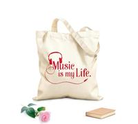 AILOONG Bolsas de tela con impresión de alta definición Auriculares de música La música es mi vida Rock Pop Amantes de la música Concierto Tela de 340g/m² de grosor Reutilizable