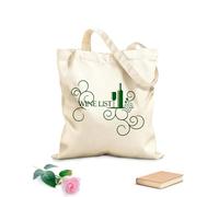 AILOONG Bolsas de tela con impresión de alta definición Carta de vinos Botella Copa Uvas Bar Restaurante Alcohol Tela de 340g/m² de grosor Reutilizable