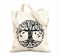 AILOONG Bolsas de tela con impresión de alta definición Círculo de Mandala Árbol Estudio de Yoga Gimnasio Árbol de Yoga Árbol de la Vida Tela de 12 oz de grosor Reutilizable 31x36cm Mediano