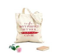 AILOONG Bolsas de tela con impresión de alta definición Cita inspiradora para salón de belleza, maquillaje y cosméticos. Tela de 340g/m² de grosor Reutilizable