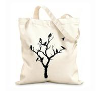 AILOONG Bolsas de tela con impresión de alta definición Cuervo de invierno, árbol, bosque, rama, pájaro, fantasma, fiesta de Halloween Tela de 12 oz de grosor Reutilizable 25x30cm Pequeño