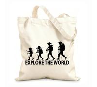 AILOONG Bolsas de tela con impresión de alta definición Descubre Viaja Explora el mundo Camping Tela de 12 oz de grosor Reutilizable 35x40cm Grande