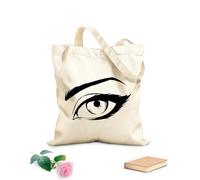 AILOONG Bolsas de tela con impresión de alta definición Dibujos animados hermosa apelación chica maquillaje de ojos salón de belleza Tela de 12 oz de grosor Reutilizable 25x30cm Pequeño