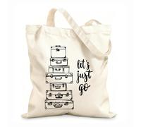 AILOONG Bolsas de tela con impresión de alta definición Frase Vamos a Viajar Aventura Maletas Tela de 12 oz de grosor Reutilizable 35x40cm Grande