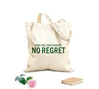 AILOONG Bolsas de tela con impresión de alta definición Frases inspiradoras y motivadoras: Una vida, una oportunidad, sin arrepentimientos. Tela de 340g/m² de grosor Combina con la ropa