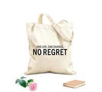 AILOONG Bolsas de tela con impresión de alta definición Frases inspiradoras y motivadoras: Una vida, una oportunidad, sin arrepentimientos. Tela de 340g/m² de grosor Combina con la ropa