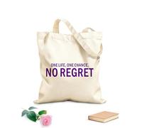 AILOONG Bolsas de tela con impresión de alta definición Frases inspiradoras y motivadoras: Una vida, una oportunidad, sin arrepentimientos. Tela de 340g/m² de grosor Combina con la ropa