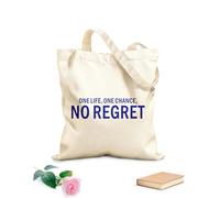 AILOONG Bolsas de tela con impresión de alta definición Frases inspiradoras y motivadoras: Una vida, una oportunidad, sin arrepentimientos. Tela de 340g/m² de grosor Combina con la ropa