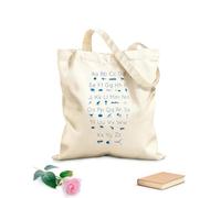 AILOONG Bolsas de tela con impresión de alta definición Iconos de imagen de letras ABC Silueta Tela de 340g/m² de grosor Reutilizable